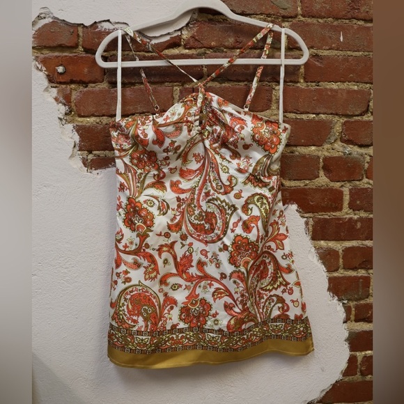 Silk Paisley Halter Tank Top - Picture 1 of 7